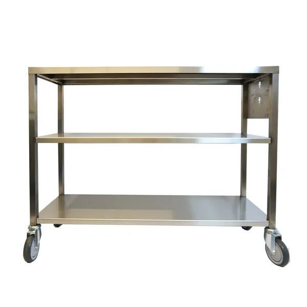 Rustfritt arbeidsbord 3 plan for poseblåser