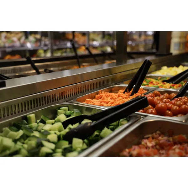 Foodtech salatbar 5 GN med glassoverbygg, veggmodell