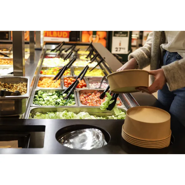 Foodtech salatbar 7 GN med glassoverbygg, veggmodell