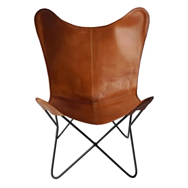 Bohemian loungestol i brunt lær