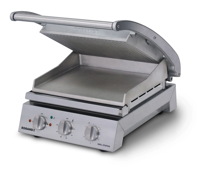 Roband pressgrill 6 slices, rillet topplate/flat bunnplate