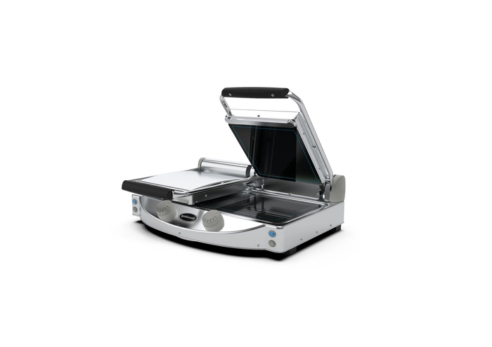 Spidoglass pressgrill dobbel, flat topp-/bunnplate