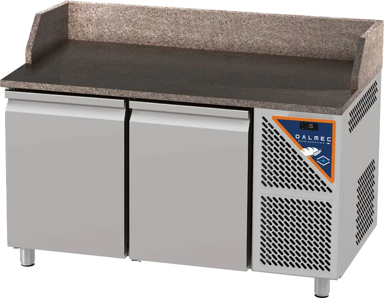 Kjølt pizzabenk med oppkant, 2 dører