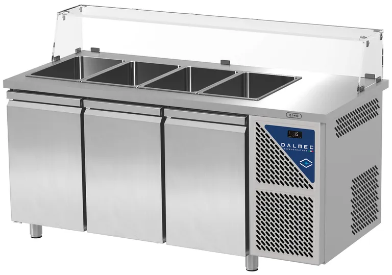 Saladette med glasshylle