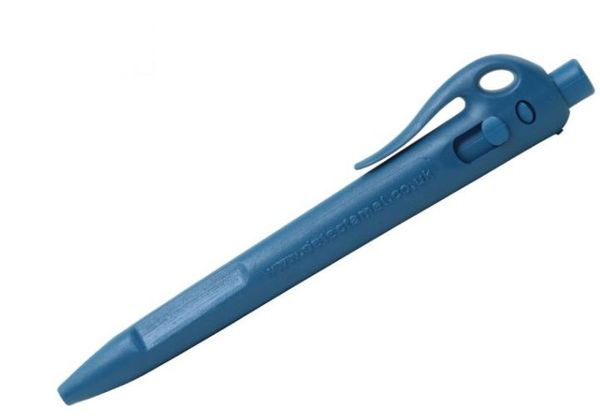 Detektbar penn m/tilbaketrekk blått blekk