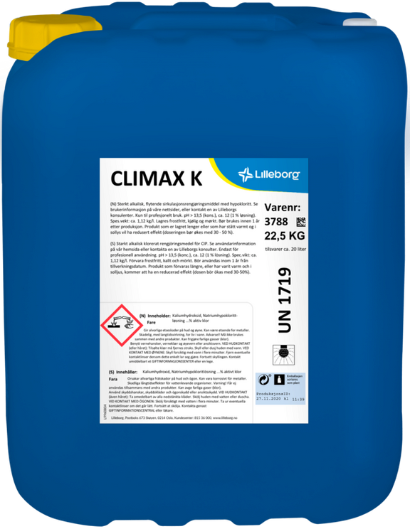 Climax K alkalisk CIP-vask m/klor 22,5KG